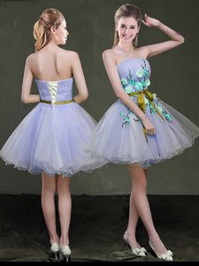 Custom Made Lavender Sleeveless Organza Lace Up Homecoming Dress for Prom and Party