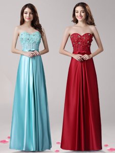 Sleeveless Beading and Appliques and Bowknot Zipper Prom Gown