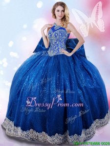 Best Floor Length Royal Blue Sweet 16 Dresses Taffeta Sleeveless Spring and Summer and Fall and Winter Beading and Bowknot