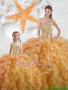 Dramatic Sweetheart Sleeveless Organza Sweet 16 Quinceanera Dress Beading Lace Up
