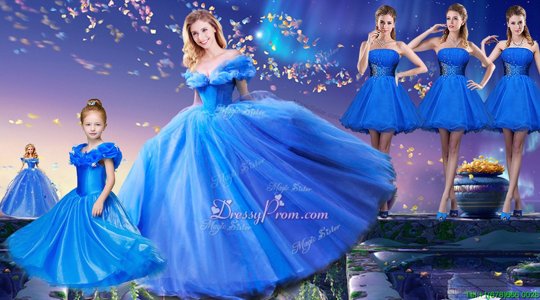 Shining Floor Length Ball Gowns Short Sleeves Royal Blue Sweet 16 Quinceanera Dress Lace Up
