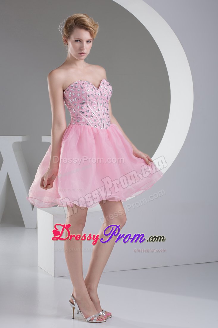 Delaware Pink Short Sweetheart Princess Prom Dress with Beading