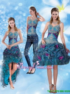 2015 Modest Spaghetti Straps Prom Skirts with Hand Made Flower and Embroidery