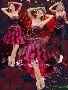 New Style Multi Color High Low Sweetheart Prom Skirts with Beading and Ruffles