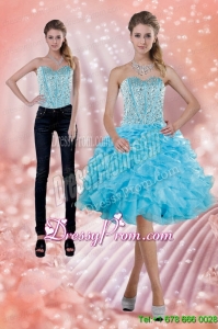 2015 Fitting Baby Blue Prom Skirts with Beading and Ruffles