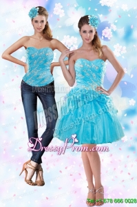 2015 Appliques and Pick Ups Strapless Prom Skirts in Baby Blue