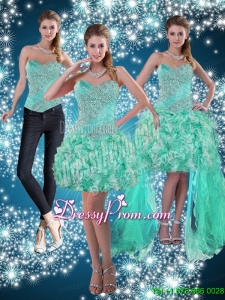 Apple Green Sweetheart Beading Beautiful Prom Skirts for 2015
