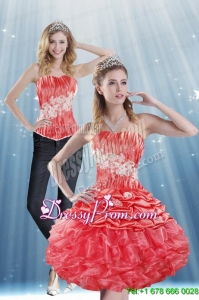 The Super Hot 2015 Strapless Appliques and Pick Ups Prom Skirts in Coral Red