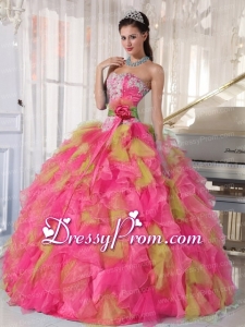 Appliques Organza Sweetheart Exclusive Quinceanera Dress with Detachable Sash