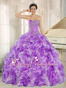 Beaded and Ruffles Custom Made For 2013 Fabulous Quinceanera Dress In Purple and White