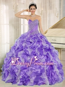 Beaded and Ruffles Custom Made For 2013 Purple Elegant Quinceanera Dress