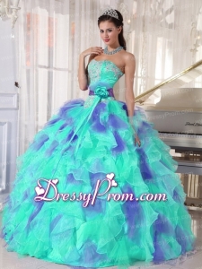 Ruffles and Appliques Floor-length Fabulous Quinceanera Dress with Organza