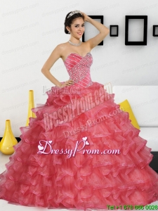 2015 Fabulous Sweetheart Quinceanera Dresses with Appliques and Ruffled Layers