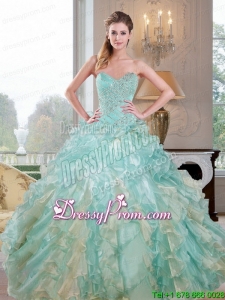 2015 New Arrival Sweetheart Dress for Quince with Beading and Ruffles