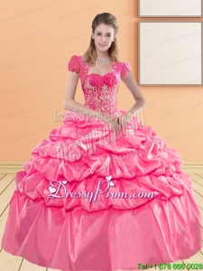 Delicate Sweetheart 2015 Quinceanera Gown with Appliques and Pick Ups