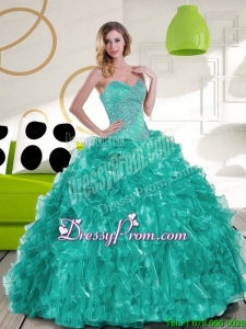 New Style Sweetheart Beading and Ruffles Quinceanera Dress for 2015