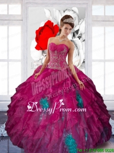 2015 Artistic Sweetheart Appliques and Ruffles Custom Made Quinceanera Dresses in Multi Color