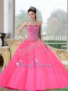 Beading Strapless Exclusive Quinceanera Gowns for 2015