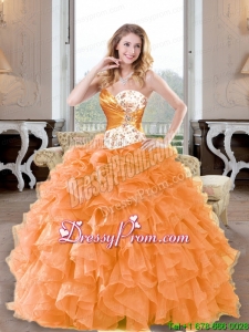 Custom Made Beading and Ruffles Sweetheart Quinceanera Dresses for 2015