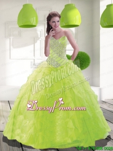 Custom Made Sweetheart Beading Quinceanera Dress in Spring Green