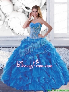 Sweetheart Teal Custom Made Quinceanera Dresses with Appliques and Ruffles