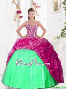 2015 Stylish Sweetheart Quinceanera Dresses with Beading and Pick Ups