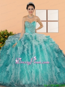2015 Sweetheart Elegant Quinceanera Dresses with Appliques and Ruffles