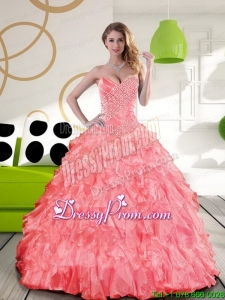 Elegant Sweetheart 2015 Quinceanera Dress with Beading and Ruffles