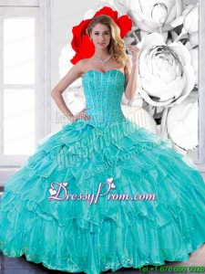 Elegant Sweetheart 2015 Quinceanera Dresses with Beading and Ruffled Layers