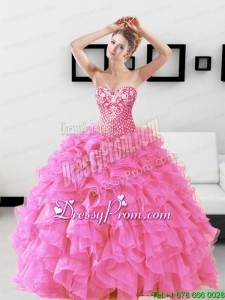 Stylish Beading and Ruffles Sweetheart Quinceanera Dresses for 2015