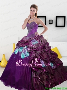 2015 Stylish Sweetheart Quinceanera Dresses with Pick Ups and Appliques