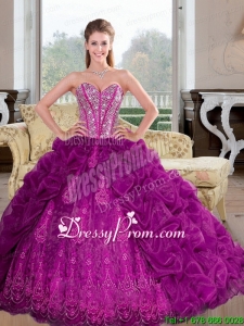 Modern Sweetheart 2015 Quinceanera Dresses with Beading and Pick Ups