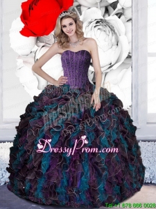 2015 Modern Beading and Ruffles Quinceanera Dresses in Multi Color