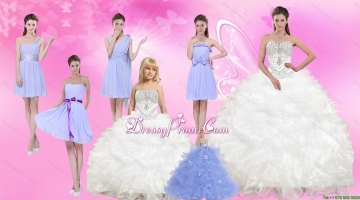 White Sweetheart Quinceanera Dress and Beautiful Short Dama Dresses and 2015 White Little Girl Dress