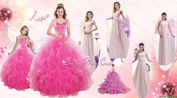 Beading and Ruffles Ball Gown Quinceanera Dress and Long Dama Dresses and Beading and Ruffles Little Girl Dress