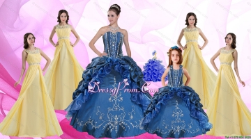 Ruffles and Beading Sweetheart Quinceanera Dress and Beading Long Dama Dresses and Halter Top Embroidery Little Girl Dress