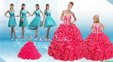 Sweetheart Pick Ups and Appliques Quinceanera Dress and Baby Blue Short Dama Dresses and Strapless Pick Ups Little Girl Dress