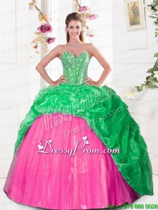 2015 Beautiful Sweetheart Quinceanera Gown with Beading and Pick Ups