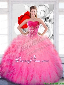 Exclusive Strapless 2015 Quinceanera Gown with Ruffles and Appliques