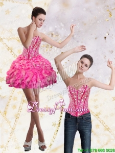 2015 Cheap Sweetheart Mini Length Prom Dress with Beading and Ruffles