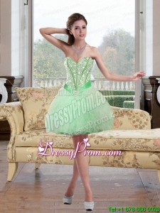2015 Inexpensive Beading and Ruffles Prom Dress in Apple Green