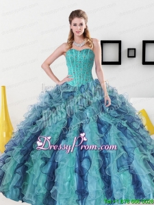 Beading and Ruffles Sweetheart Quinceanera Dress for 2015