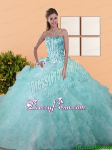 Custom Made Beading and Ruffles Ball Gown Quinceanera Dresses for 2015