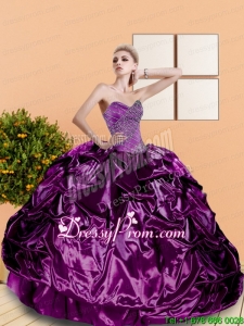 2015 Fabulous Beading and Pick Ups Sweetheart Quinceanera Dresses in Purple