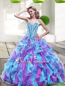 2015 Modern Sweetheart Multi Color Quinceanera Dresses with Beading and Ruffles