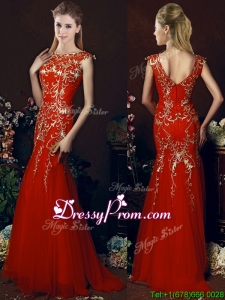 Elegant Mermaid Red Prom Dress with Gold Sequined Appliques