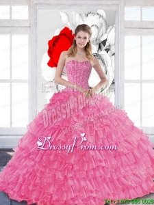 Modern 2015 Quinceanera Dresses with Beading and Ruffled Layers