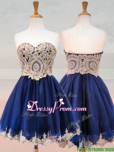 Fashionable Organza Applique with Beading Dama Dress in Royal Blue