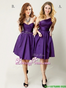 Top Selling Mini Length Ruching Prom Dress in Purple