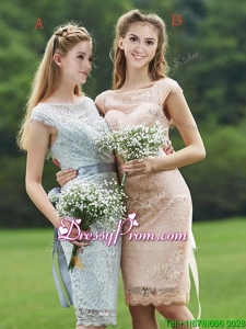 Luxurious See Through Scoop Cap Sleeves Prom Dress with Sashes